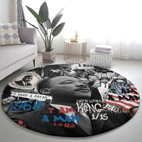 Martin Luther King Day Tribute Round Carpet Civil Rights Collage and Classic American Street Graffiti Colors - Wonder Print Shop