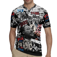 Martin Luther King Day Tribute Rugby Jersey Civil Rights Collage and Classic American Street Graffiti Colors - Wonder Print Shop