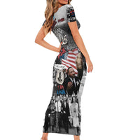 Martin Luther King Day Tribute Short Sleeve Bodycon Dress Civil Rights Collage and Classic American Street Graffiti Colors - Wonder Print Shop