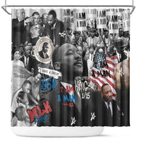 Martin Luther King Day Tribute Shower Curtain Civil Rights Collage and Classic American Street Graffiti Colors - Wonder Print Shop
