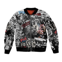 Martin Luther King Day Tribute Sleeve Zip Bomber Jacket Civil Rights Collage and Classic American Street Graffiti Colors - Wonder Print Shop