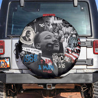 Martin Luther King Day Tribute Spare Tire Cover Civil Rights Collage and Classic American Street Graffiti Colors - Wonder Print Shop