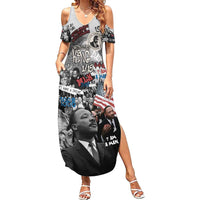 Martin Luther King Day Tribute Summer Maxi Dress Civil Rights Collage and Classic American Street Graffiti Colors - Wonder Print Shop