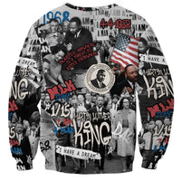 Martin Luther King Day Tribute Sweatshirt Civil Rights Collage and Classic American Street Graffiti Colors - Wonder Print Shop