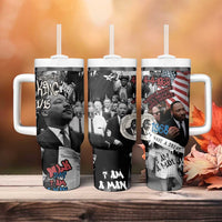 Martin Luther King Day Tribute Tumbler With Handle Civil Rights Collage and Classic American Street Graffiti Colors - Wonder Print Shop