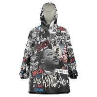 Martin Luther King Day Tribute Wearable Blanket Hoodie Civil Rights Collage and Classic American Street Graffiti Colors - Wonder Print Shop