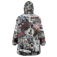 Martin Luther King Day Tribute Wearable Blanket Hoodie Civil Rights Collage and Classic American Street Graffiti Colors - Wonder Print Shop