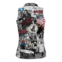 Martin Luther King Day Tribute Women Sleeveless Polo Shirt Civil Rights Collage and Classic American Street Graffiti Colors - Wonder Print Shop