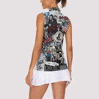Martin Luther King Day Tribute Women Sleeveless Polo Shirt Civil Rights Collage and Classic American Street Graffiti Colors - Wonder Print Shop
