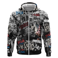 Martin Luther King Day Tribute Zip Hoodie Civil Rights Collage and Classic American Street Graffiti Colors - Wonder Print Shop