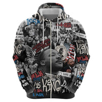 Martin Luther King Day Tribute Zip Hoodie Civil Rights Collage and Classic American Street Graffiti Colors - Wonder Print Shop