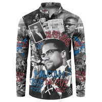 Malcolm X Button Sweatshirt Quotes Dates and Black History Activist Theme - Wonder Print Shop