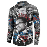 Malcolm X Button Sweatshirt Quotes Dates and Black History Activist Theme - Wonder Print Shop
