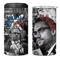 Malcolm X 4 in 1 Can Cooler Tumbler Quotes Dates and Black History Activist Theme - Wonder Print Shop