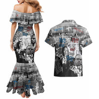 Malcolm X Couples Matching Mermaid Dress and Hawaiian Shirt Quotes Dates and Black History Activist Theme - Wonder Print Shop