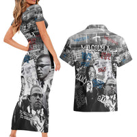 Malcolm X Couples Matching Short Sleeve Bodycon Dress and Hawaiian Shirt Quotes Dates and Black History Activist Theme - Wonder Print Shop