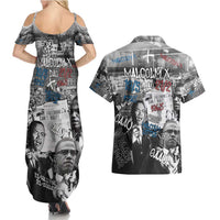 Malcolm X Couples Matching Summer Maxi Dress and Hawaiian Shirt Quotes Dates and Black History Activist Theme - Wonder Print Shop