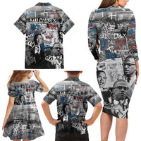 Malcolm X Family Matching Long Sleeve Bodycon Dress and Hawaiian Shirt Quotes Dates and Black History Activist Theme - Wonder Print Shop