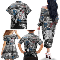Malcolm X Family Matching Off The Shoulder Long Sleeve Dress and Hawaiian Shirt Quotes Dates and Black History Activist Theme - Wonder Print Shop