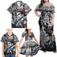 Malcolm X Family Matching Off Shoulder Maxi Dress and Hawaiian Shirt Quotes Dates and Black History Activist Theme - Wonder Print Shop