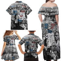 Malcolm X Family Matching Off Shoulder Maxi Dress and Hawaiian Shirt Quotes Dates and Black History Activist Theme - Wonder Print Shop