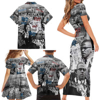 Malcolm X Family Matching Short Sleeve Bodycon Dress and Hawaiian Shirt Quotes Dates and Black History Activist Theme - Wonder Print Shop