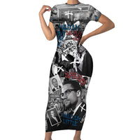 Malcolm X Family Matching Short Sleeve Bodycon Dress and Hawaiian Shirt Quotes Dates and Black History Activist Theme - Wonder Print Shop