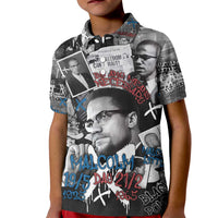 Malcolm X Kid Polo Shirt Quotes Dates and Black History Activist Theme - Wonder Print Shop