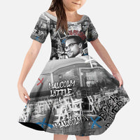 Malcolm X Kid Short Sleeve Dress Quotes Dates and Black History Activist Theme - Wonder Print Shop