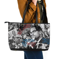 Malcolm X Leather Tote Bag Quotes Dates and Black History Activist Theme - Wonder Print Shop