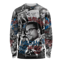Malcolm X Long Sleeve Shirt Quotes Dates and Black History Activist Theme - Wonder Print Shop