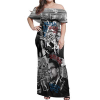 Malcolm X Off Shoulder Maxi Dress Quotes Dates and Black History Activist Theme - Wonder Print Shop