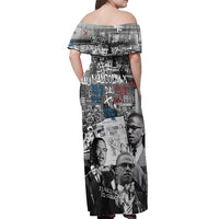 Malcolm X Off Shoulder Maxi Dress Quotes Dates and Black History Activist Theme - Wonder Print Shop