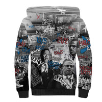 Malcolm X Sherpa Hoodie Quotes Dates and Black History Activist Theme - Wonder Print Shop