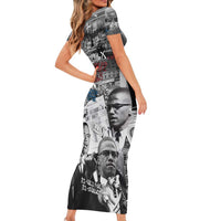 Malcolm X Short Sleeve Bodycon Dress Quotes Dates and Black History Activist Theme - Wonder Print Shop