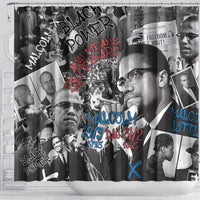 Malcolm X Shower Curtain Quotes Dates and Black History Activist Theme - Wonder Print Shop