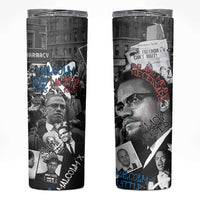 Malcolm X Skinny Tumbler Quotes Dates and Black History Activist Theme - Wonder Print Shop