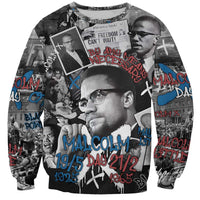 Malcolm X Sweatshirt Quotes Dates and Black History Activist Theme - Wonder Print Shop