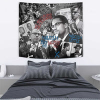 Malcolm X Tapestry Quotes Dates and Black History Activist Theme - Wonder Print Shop