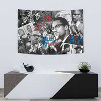Malcolm X Tapestry Quotes Dates and Black History Activist Theme - Wonder Print Shop