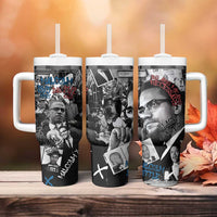 Malcolm X Tumbler With Handle Quotes Dates and Black History Activist Theme - Wonder Print Shop