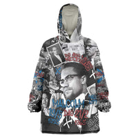 Malcolm X Wearable Blanket Hoodie Quotes Dates and Black History Activist Theme - Wonder Print Shop