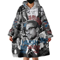 Malcolm X Wearable Blanket Hoodie Quotes Dates and Black History Activist Theme - Wonder Print Shop