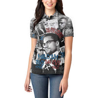 Malcolm X Women Polo Shirt Quotes Dates and Black History Activist Theme - Wonder Print Shop