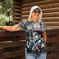Malcolm X Women Polo Shirt Quotes Dates and Black History Activist Theme - Wonder Print Shop