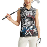 Malcolm X Women Sleeveless Polo Shirt Quotes Dates and Black History Activist Theme - Wonder Print Shop