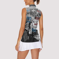 Malcolm X Women Sleeveless Polo Shirt Quotes Dates and Black History Activist Theme - Wonder Print Shop