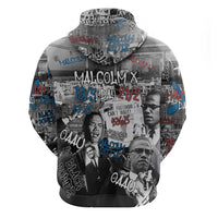 Malcolm X Zip Hoodie Quotes Dates and Black History Activist Theme - Wonder Print Shop