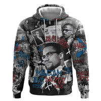 Malcolm X Zip Hoodie Quotes Dates and Black History Activist Theme - Wonder Print Shop