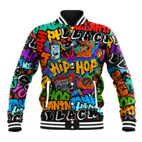 Hip Hop Graffiti Style Baseball Jacket Black Melanin Text and Urban Street Art Design - Wonder Print Shop